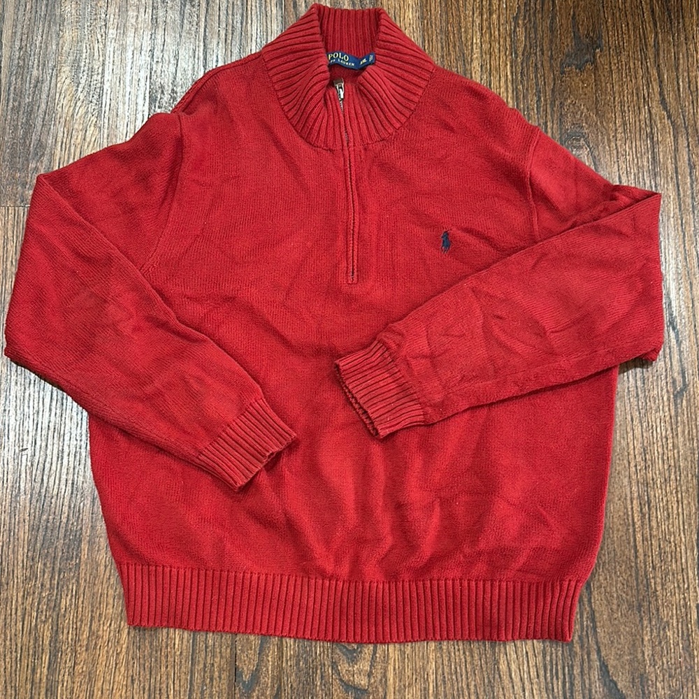 Polo by Ralph Lauren Red Zip Up Sweater